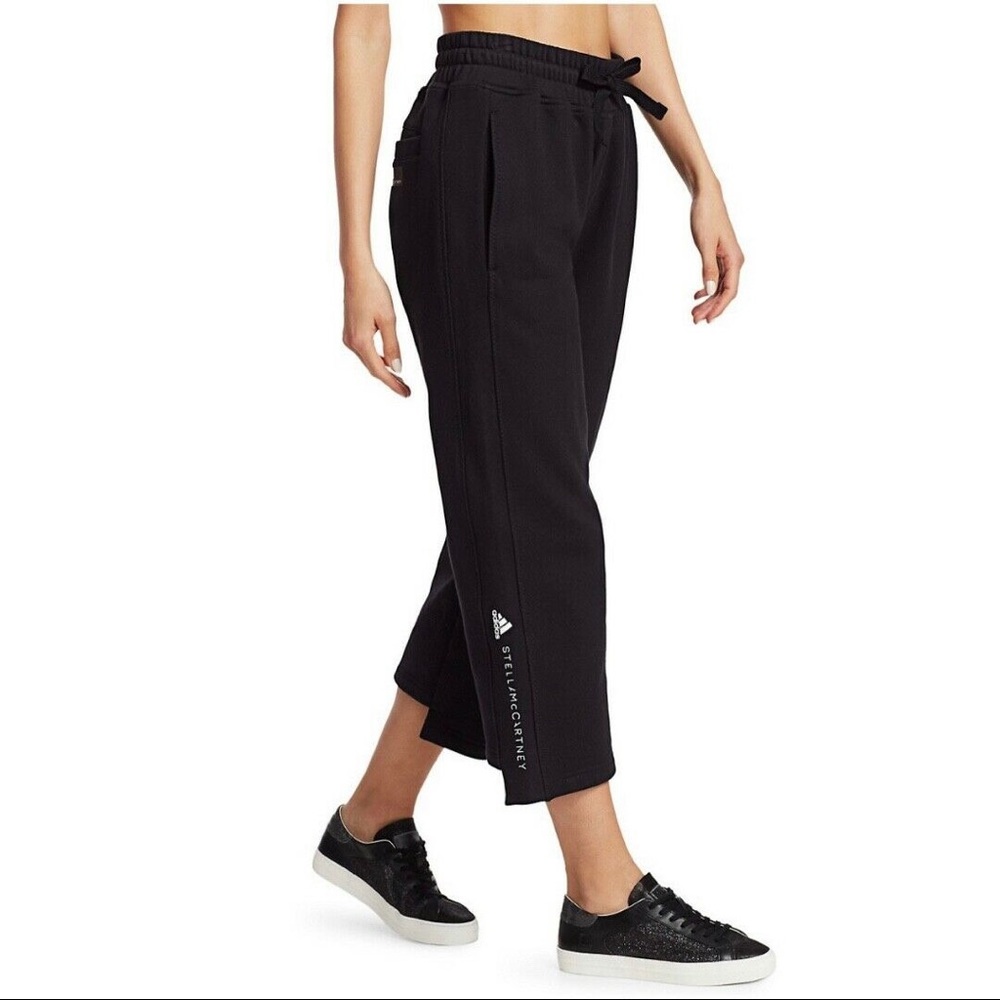 NWT Adidas Stella McCartney Black Cropped Step Hem Sweatpants - SIZE S